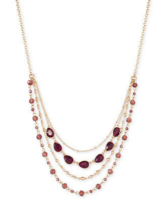Style & Co Gold-Tone Color Stone & Bead Layered Strand Necklace, 17 | Macy's