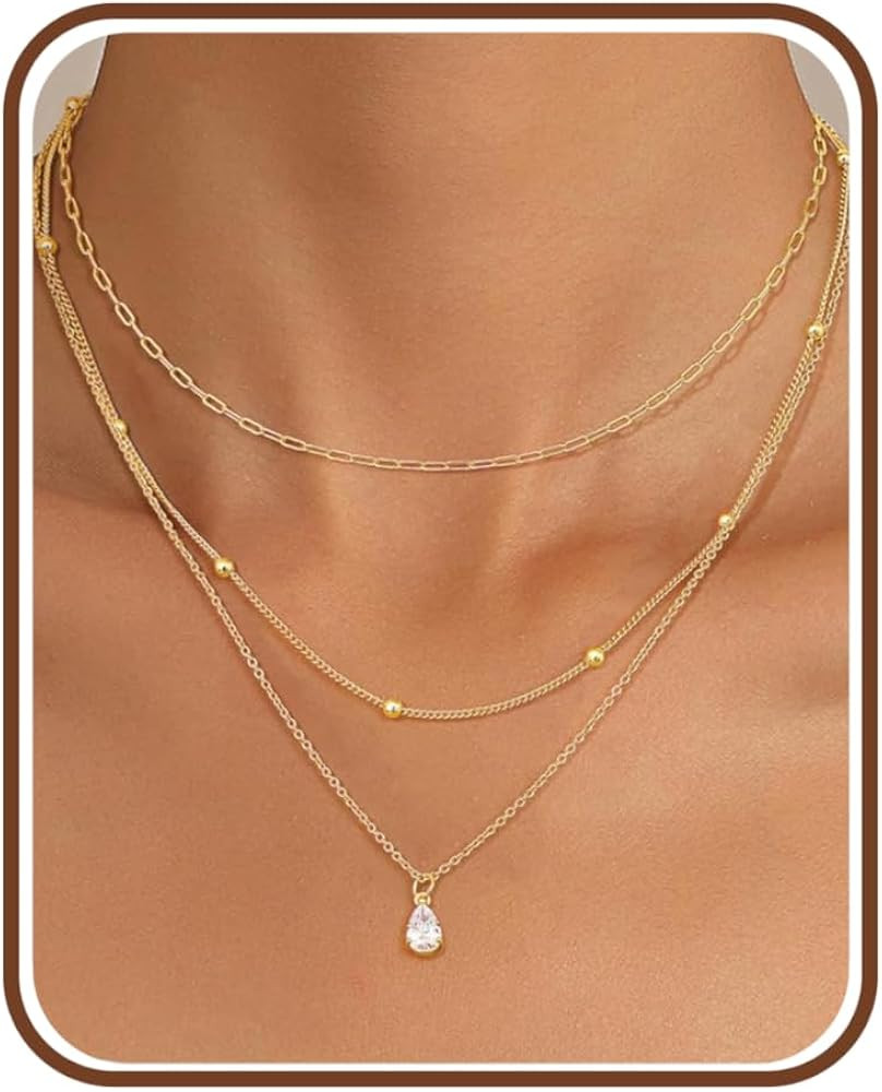 Kakonia Layered Gold Necklace for Women 14K Gold Plated Pendant Necklace Set Gold Necklace Satck ... | Amazon (US)