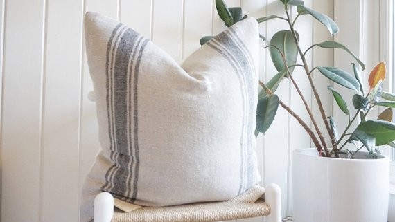 24x24 AS SEEN in Jillian Harris / Striped Belgian Linen Euro Pillow Case / Farmhouse Designer | Etsy (US)
