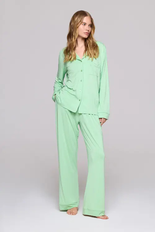 Crickle Daisy Matcha in the Desert Long Pajama Set in Light Green at Nordstrom, Size X-Large | Nordstrom