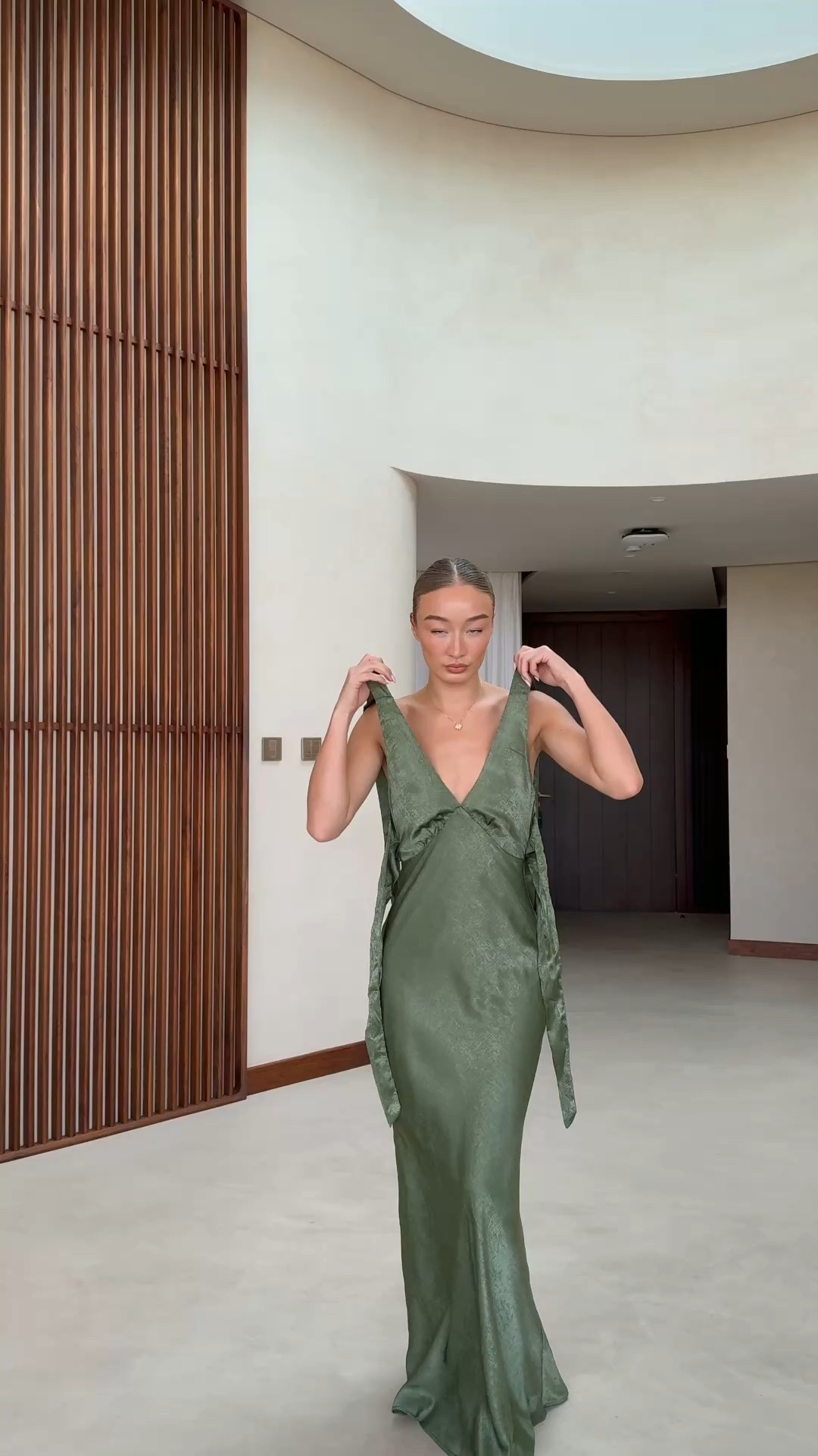 Wedding guest outfit #khakimaxidress