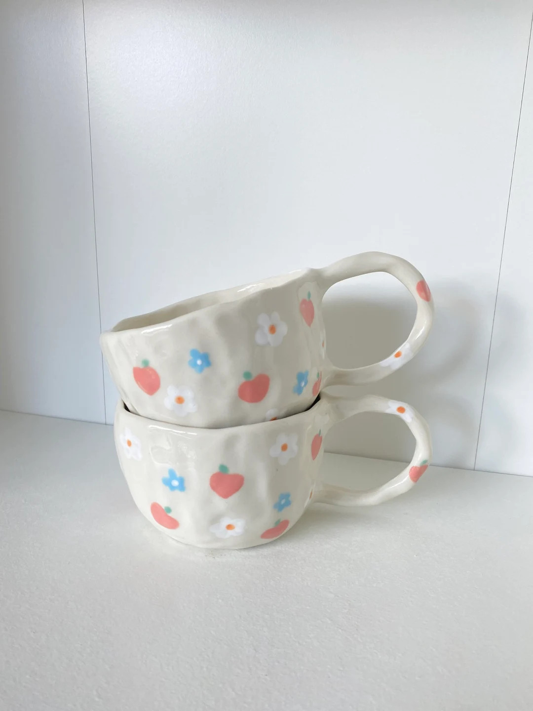 Peachy Peach - hand pinched and hand painted ceramic mug | Etsy (US)