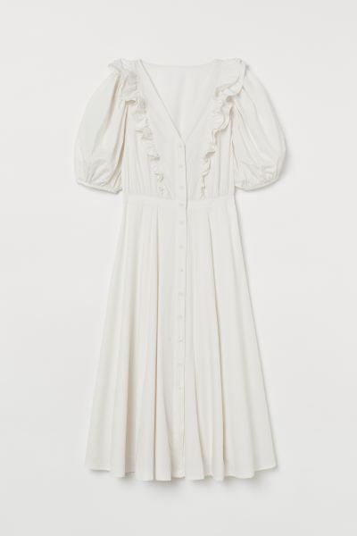 Lyocell-blend dress - White - Ladies | H&M GB | H&M (UK, MY, IN, SG, PH, TW, HK)