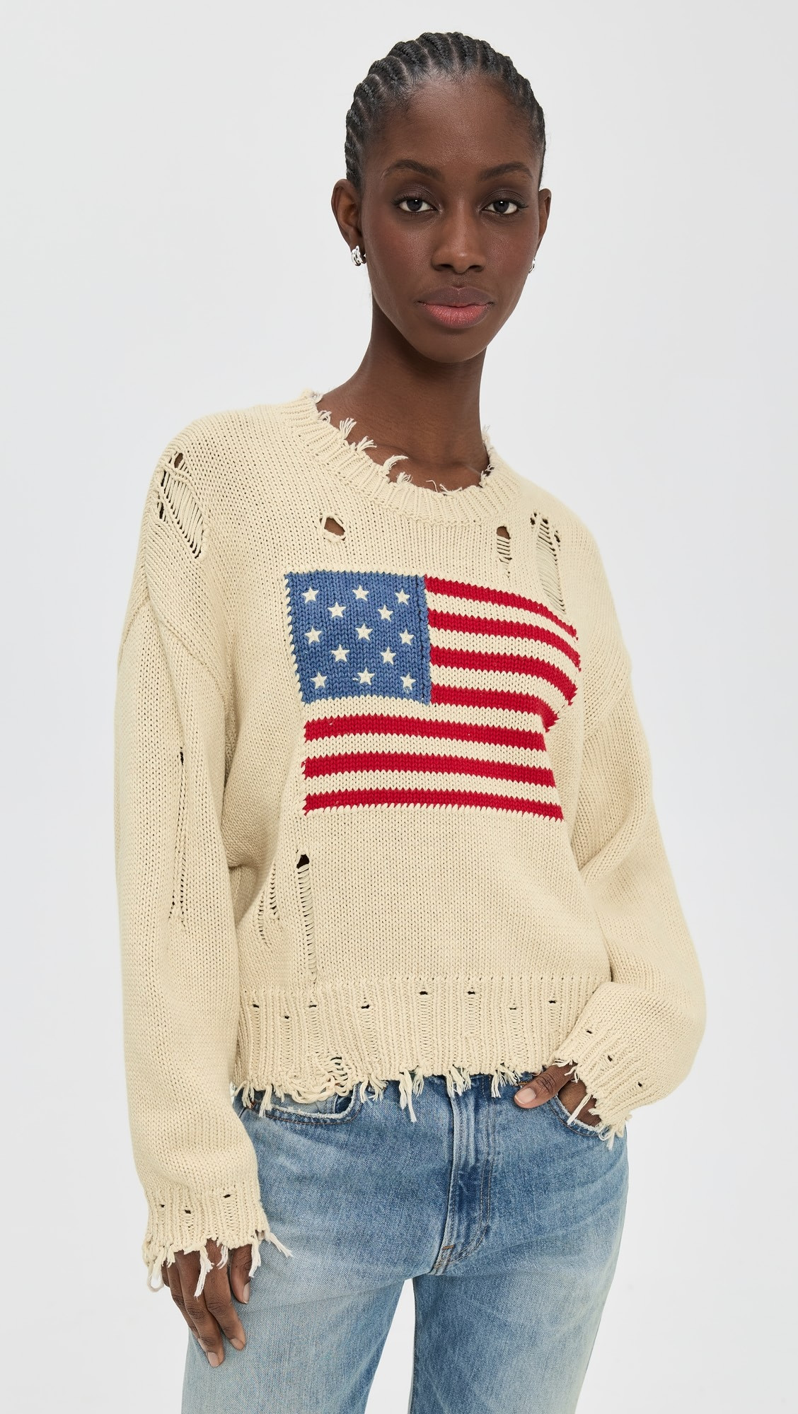 Oversized Cropped American Flag Sweater | Shopbop