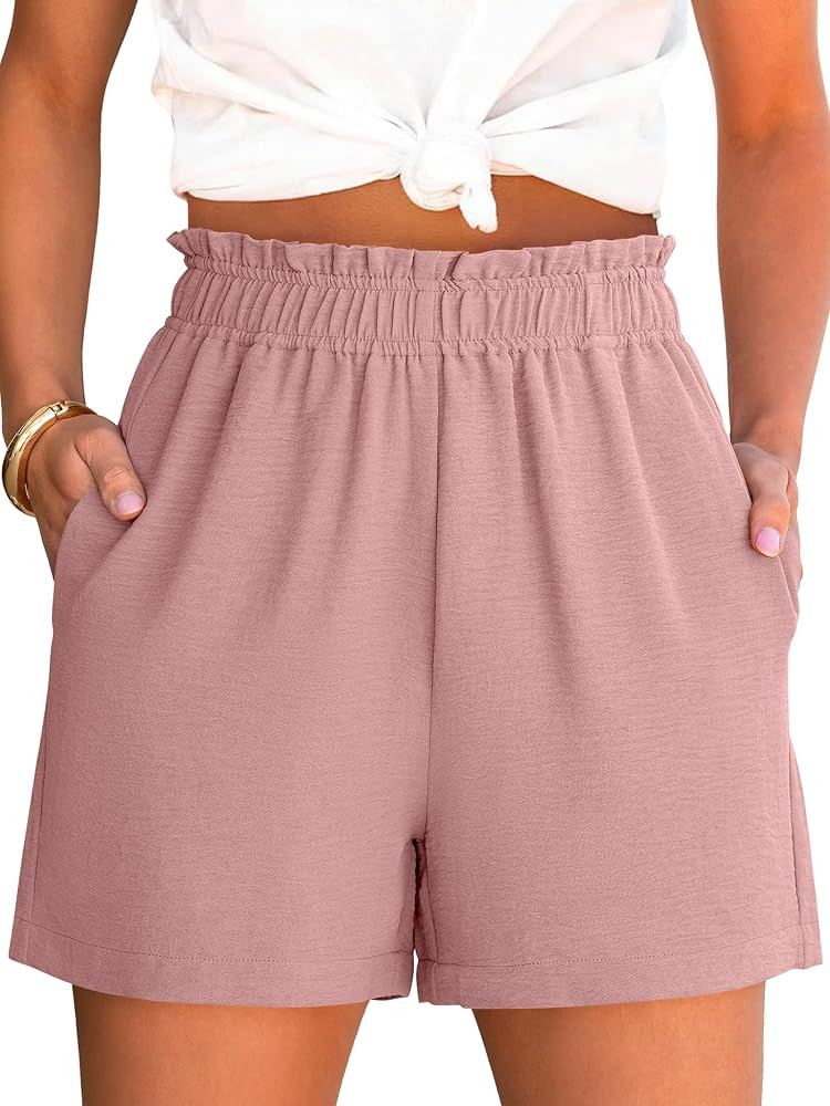 ANRABESS Shorts for Women,Dressy Casual Elastic High Waisted,Comfy Lightweight Airy,Summer Shorts... | Amazon (US)