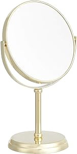 Amazon Basics Tabletop Mount Vanity Round Mirror, 1X/5X Magnification, Gold, 7.2 inches x 4.92 in... | Amazon (US)