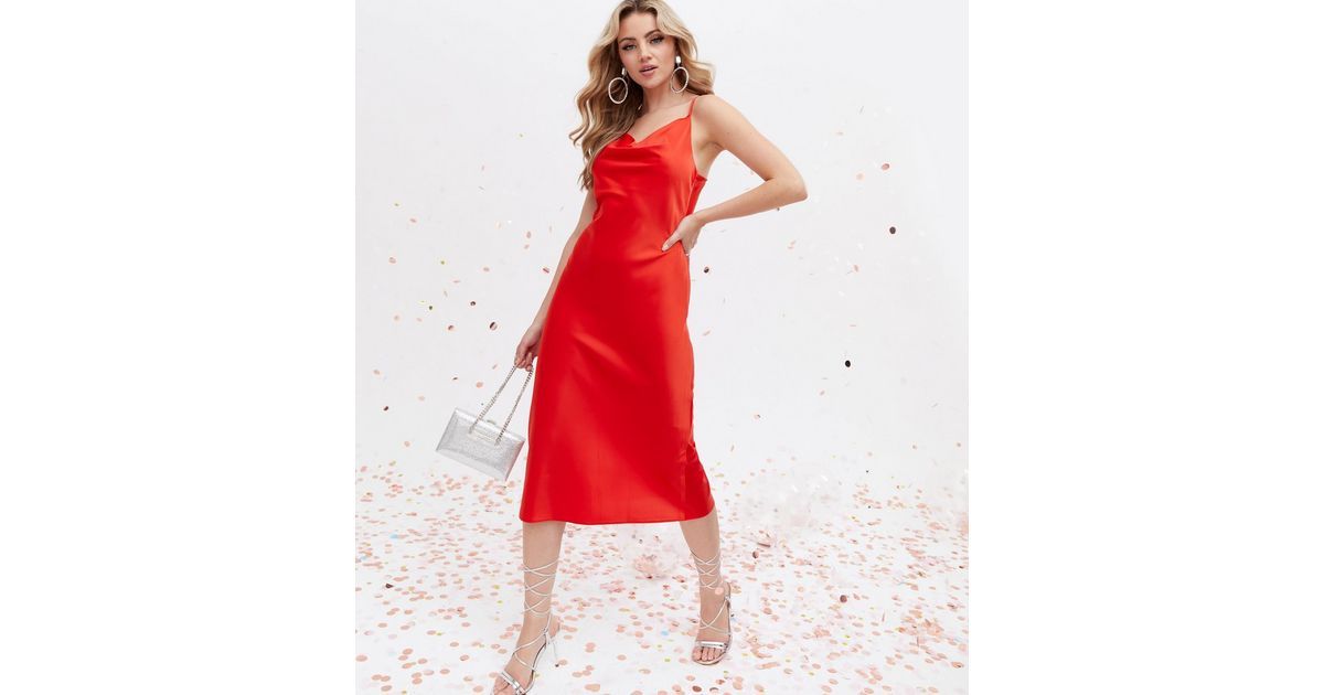 Red Satin Cowl Neck Midi Slip Dress
						
						Add to Saved Items
						Remove from Saved Items | New Look (UK)