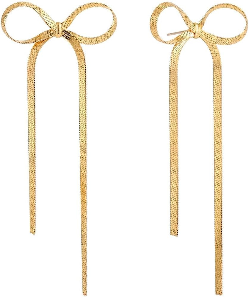 Gold Bow Earrings for Women - Elegant Dangle Design - Perfect for Wedding, Prom, and Fashion - Id... | Amazon (US)