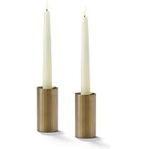 Candlestick Holders for Taper Candles - Set of 2, Aged Brass Finish, 4 Inch, Fits Standard Tapere... | Amazon (US)