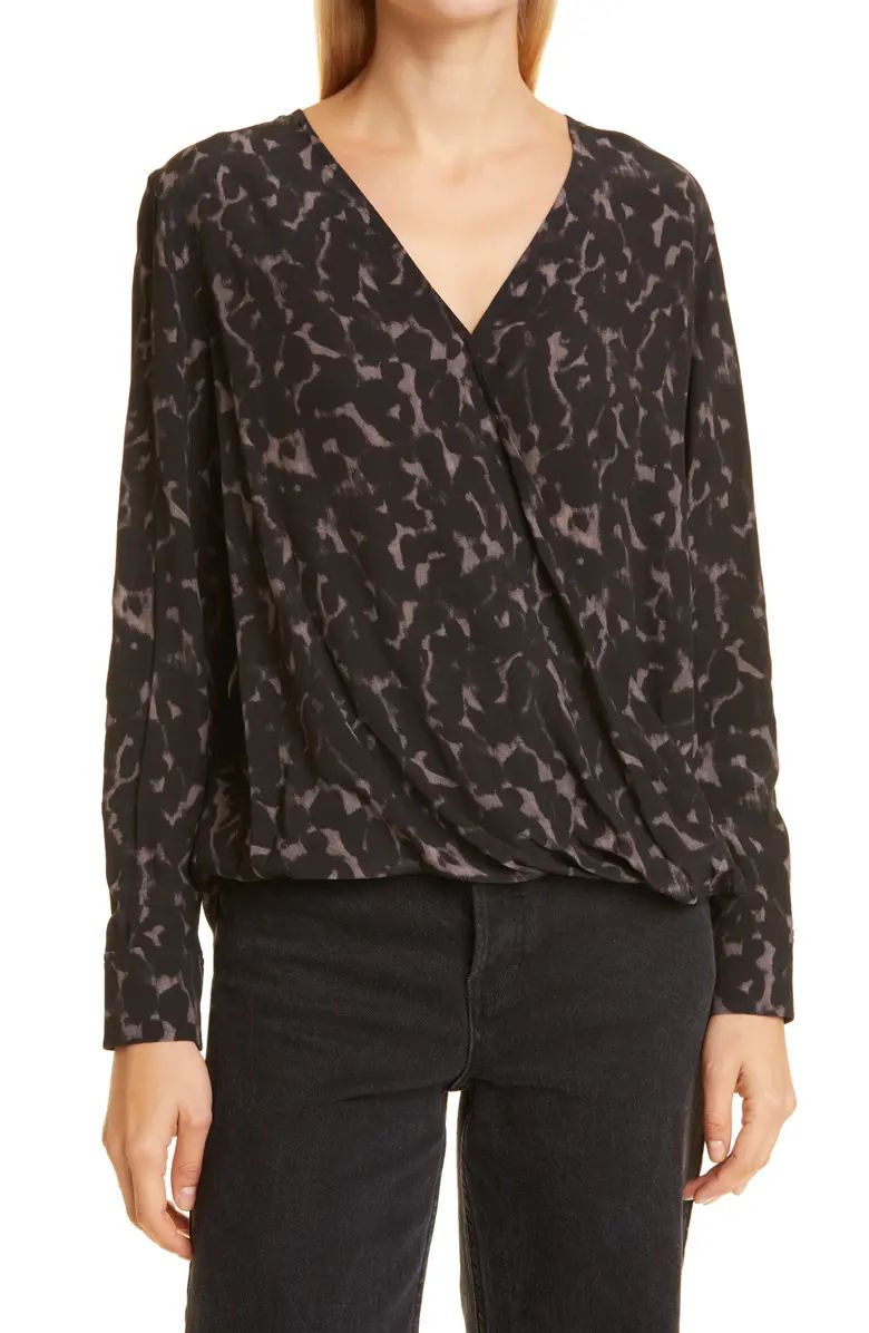 Hillary Abstract Animal Print Wrap Front Blouse | Nordstrom