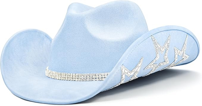 Keilin Rhinestone Cowgirl Hat Disco Cowboy Hat Felt Western Nashville Bachelorette Party Hat for ... | Amazon (US)