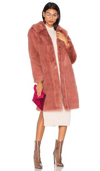 LPA Faux Fur Coat 111 in Deep Mauve | Revolve Clothing