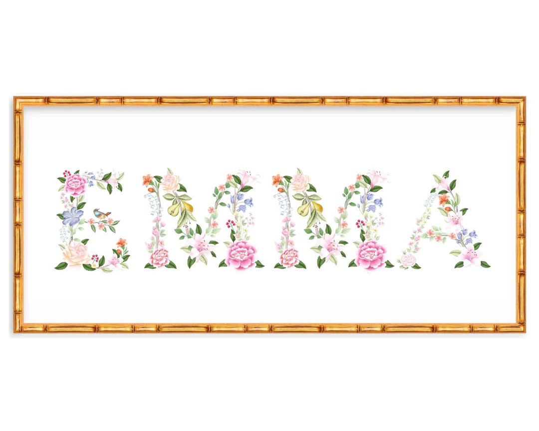 Personalized Chinoiserie Baby Girl Nursery Name Sign // Grand Millennial // Floral // Baby Girl /... | Etsy (US)