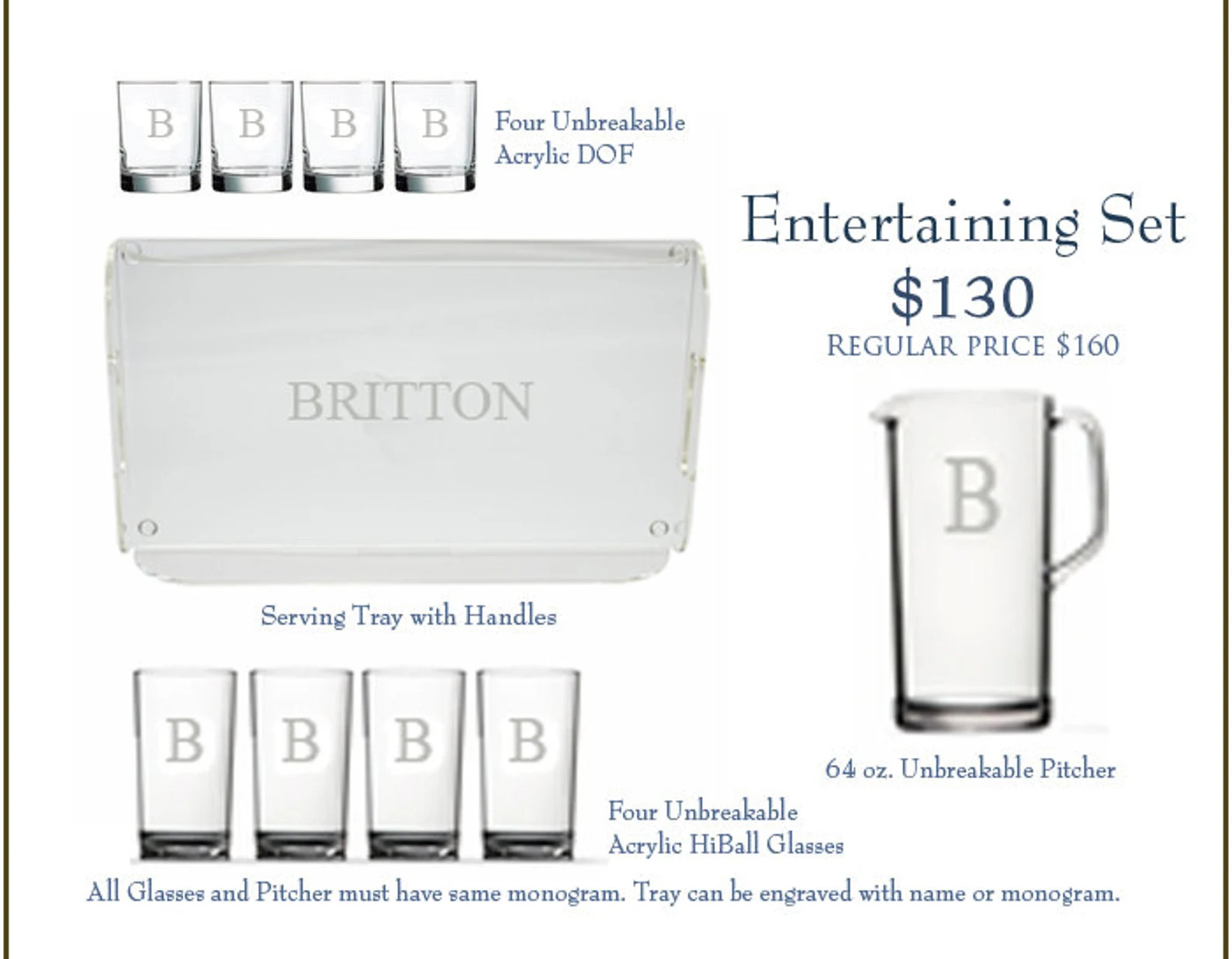 Monogram Acrylic Entertaining Set, Hostess Gift, Housewarming Gift, Thank You Gift, Lucite Servin... | Etsy (US)