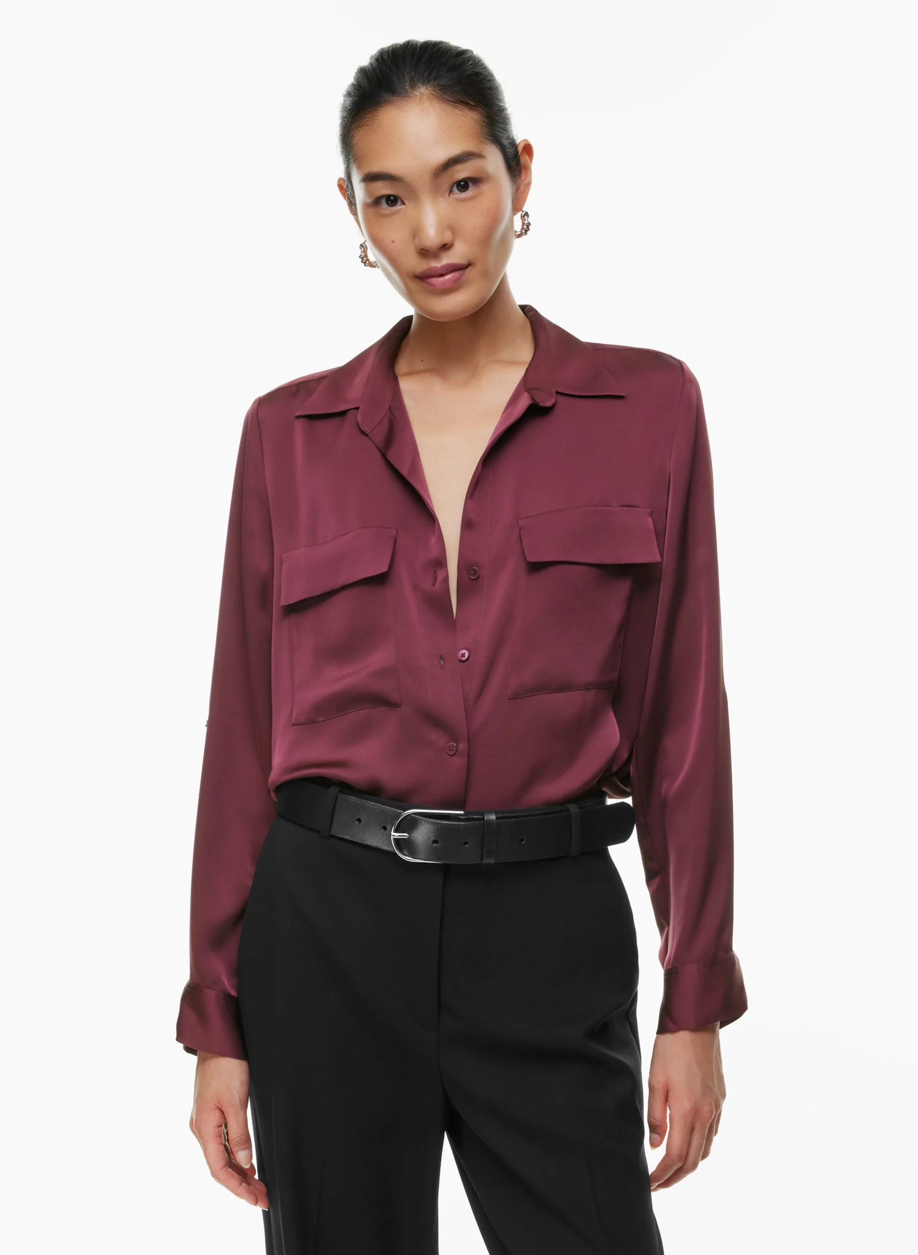 UTILITY SATIN SHIRT | Aritzia