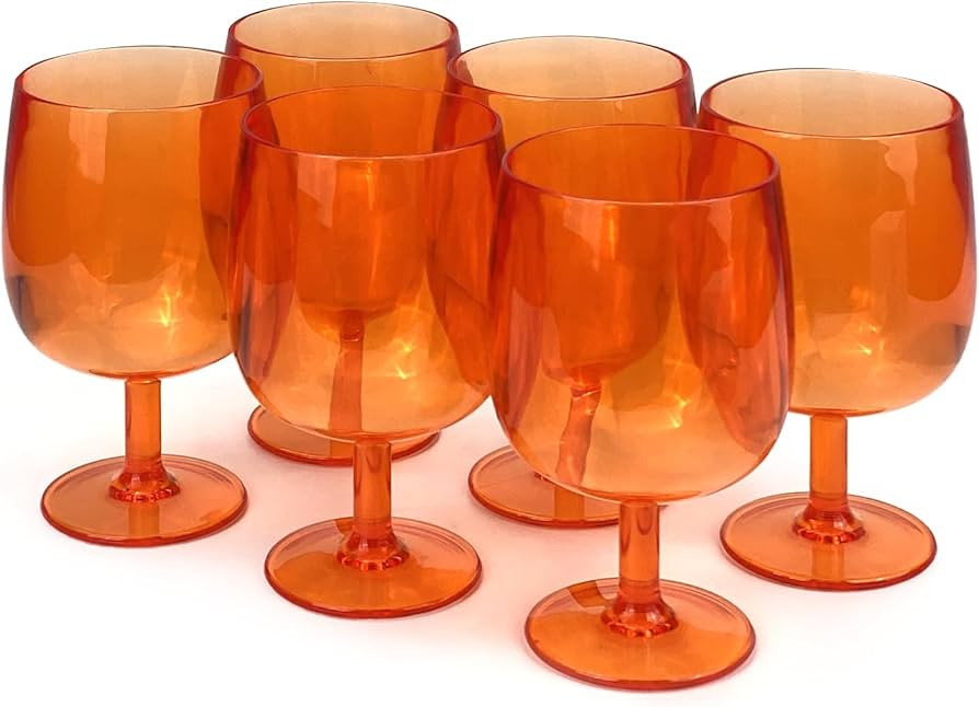 Yalin Set of 6 Unbreakable 12 oz Acrylic Plastic Wine and Water Tumbler Stackable Goblets. (Orang... | Amazon (US)