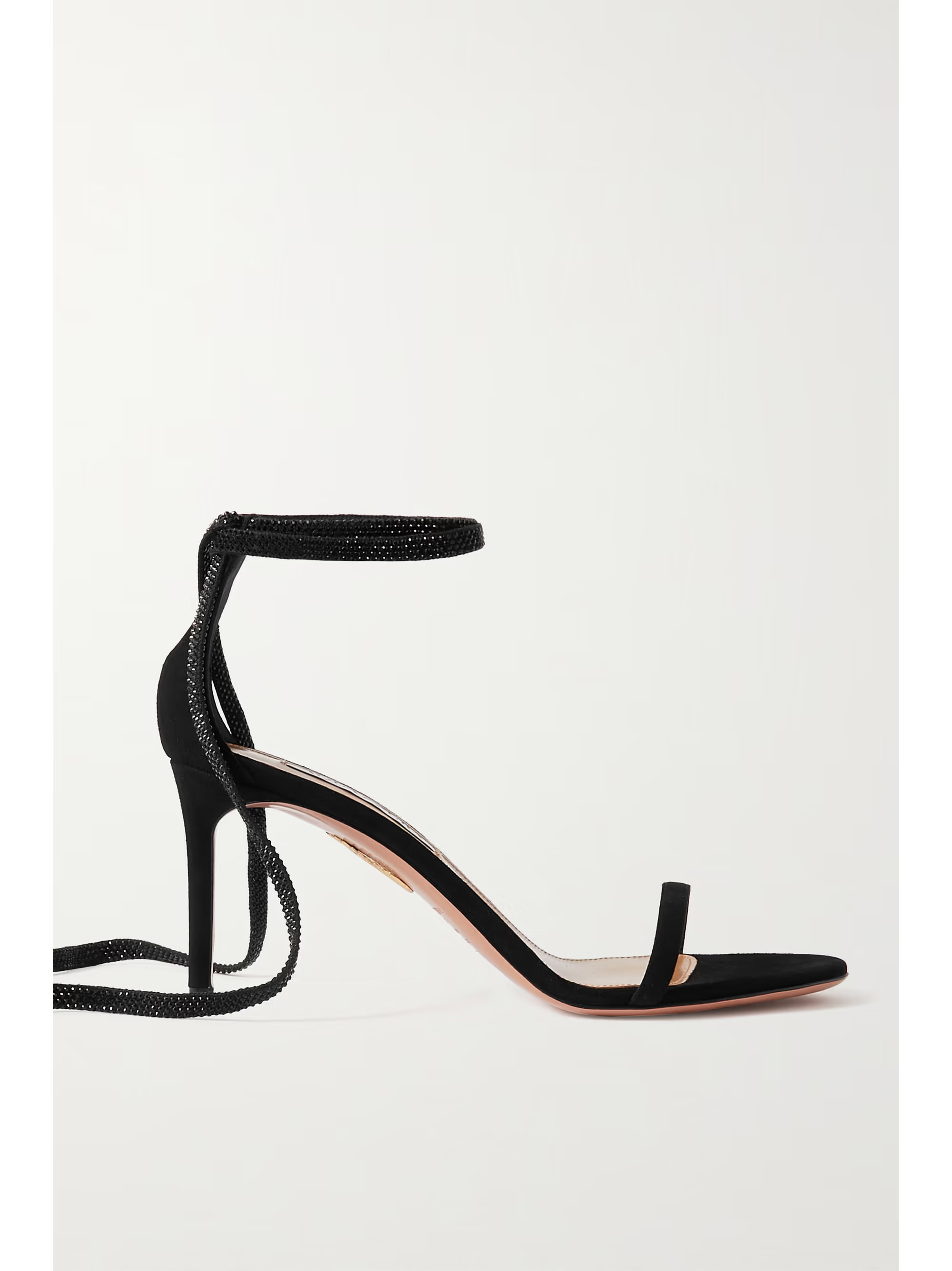 Black Mon Cherie 75 crystal-embellished lace-up suede sandals | AQUAZZURA | NET-A-PORTER | NET-A-PORTER (US)