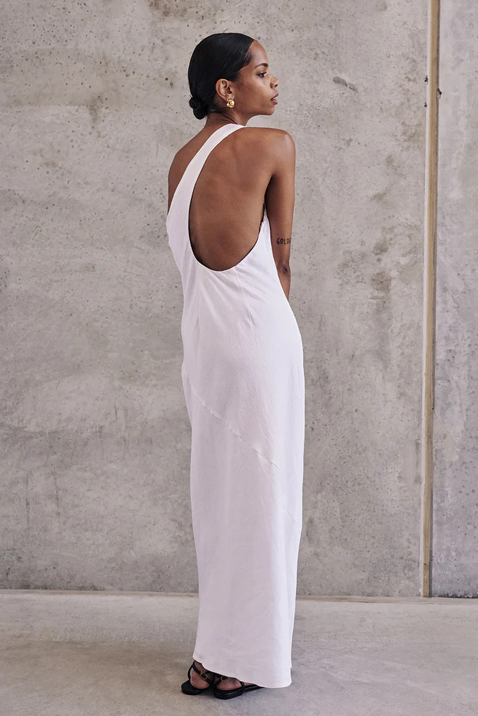 ADDISON WHITE LINEN AYSM MAXI DRESS | DISSH