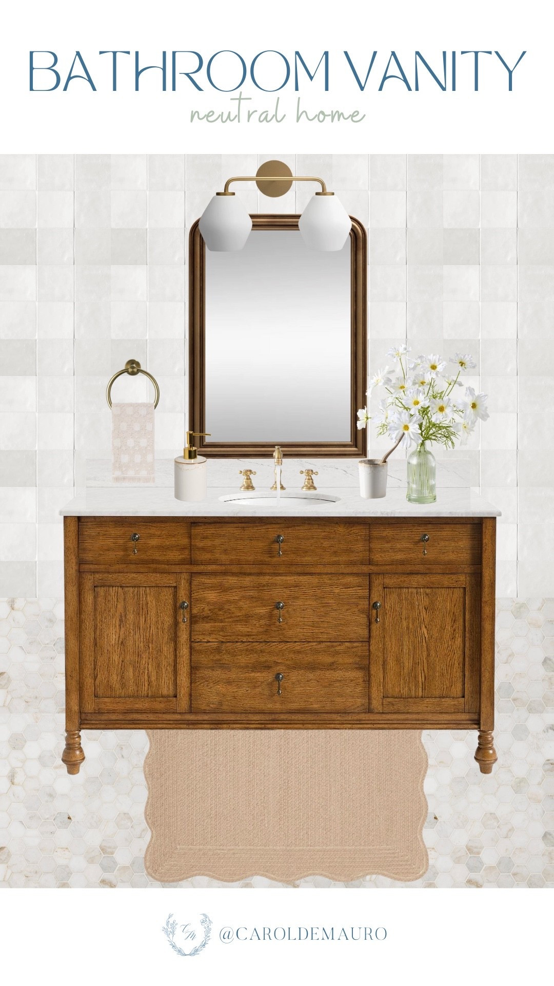 Achieve a timeless bathroom aesthetic with warm wood vanities, gold accents, and clean white textures with this design inspo! Makes your home a little more classy.

bathroom inspo, vanity corner, bathroom accessories, spa at home, interior design, bathroom remodel, home renovation, neutral aesthetic

#LTKHome #LTKU #LTKSeasonal