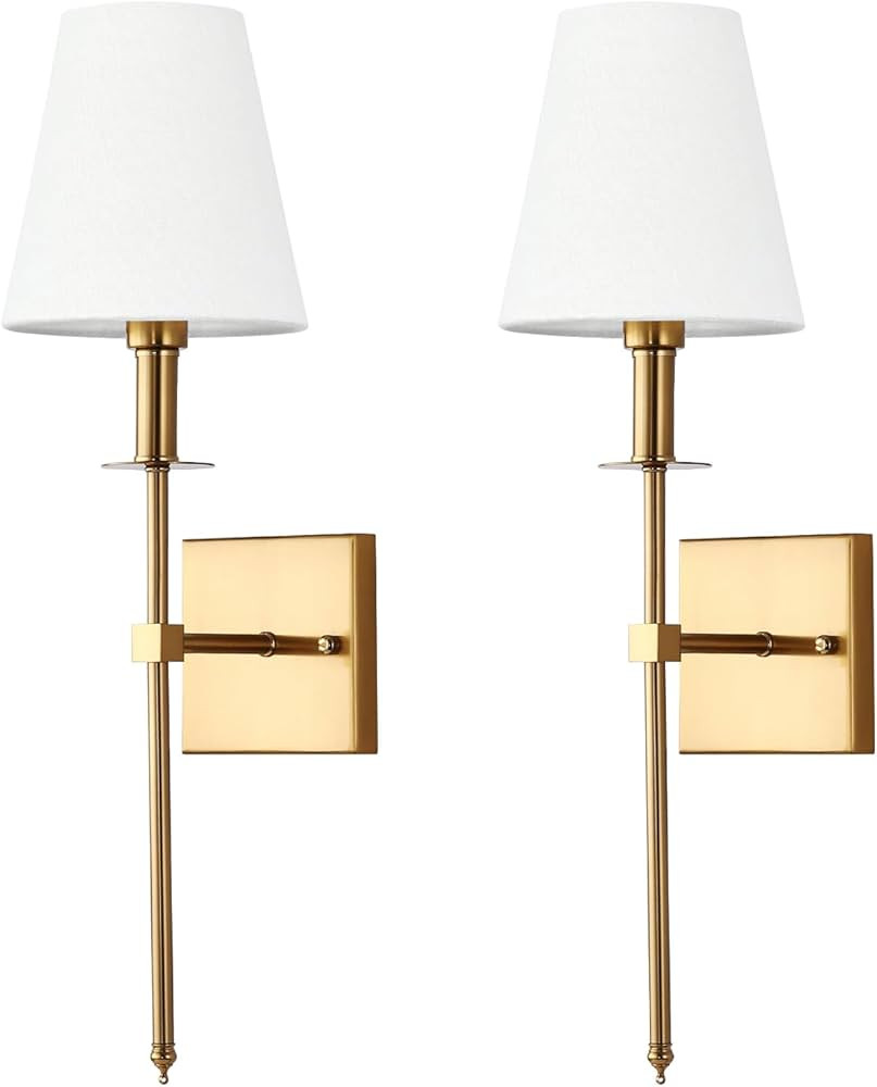 TISLYCO Gold Wall Sconce, Brass Sconces Set of 2, Antique Brass Wall Lamp, Sconces Wall Decor Set... | Amazon (US)