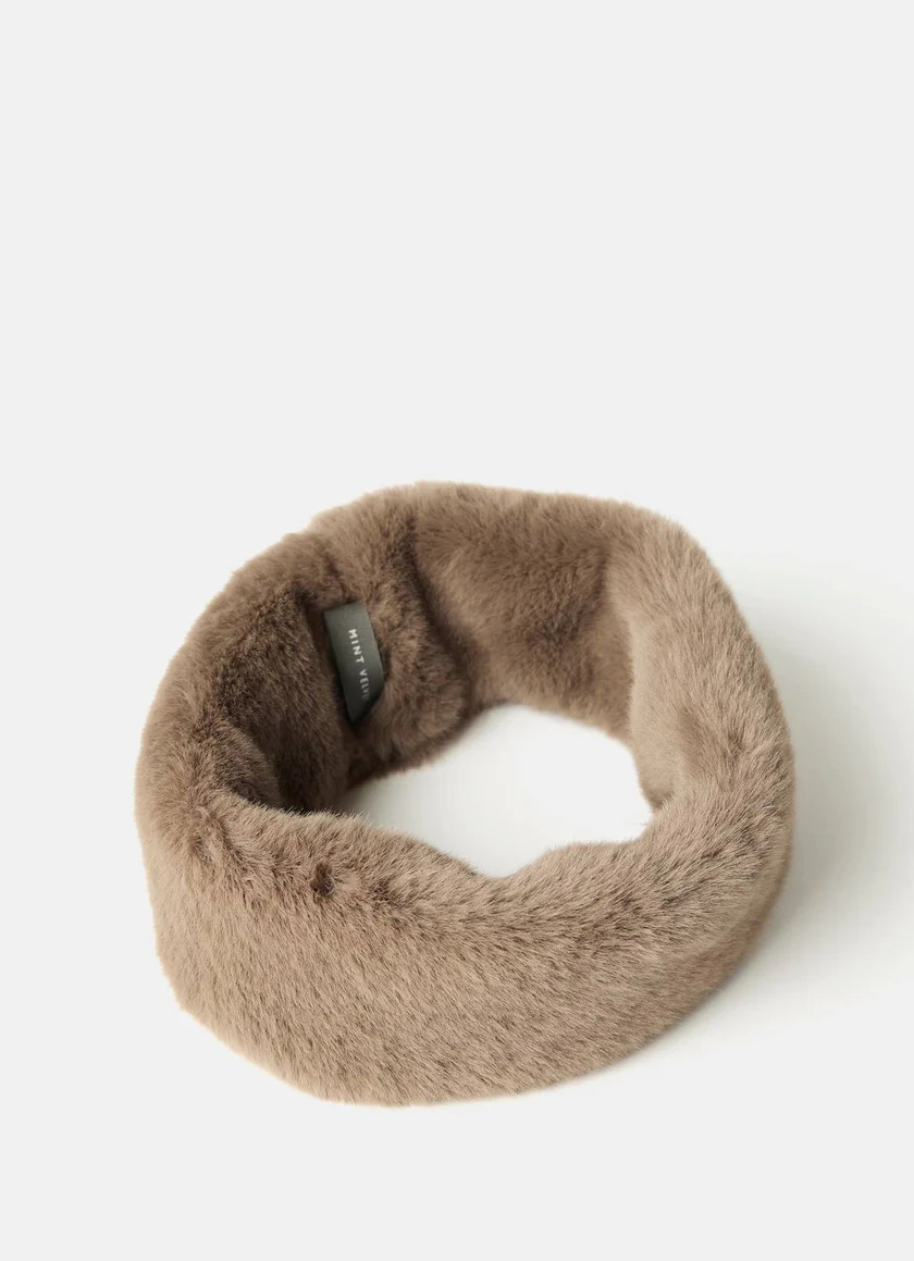 Brown Faux Fur Headband | Mint Velvet