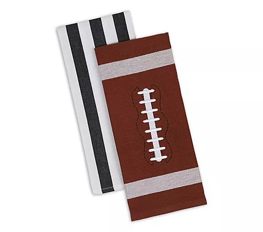 Design Imports Set of 2 Football & Stripes Kitchen Towels | QVC