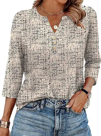 XIEERDUO 3/4 Length Sleeve Womens Tops Fashion Clothing V Neck T Shirts Dressy Blouses Business C... | Amazon (US)
