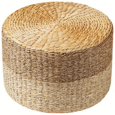 Patio Pouf Ottoman 18" D X 18" W X 12" H, Hand Woven Natural Seagrass Rattan Indoor Outdoor Footstool, Round Boho Poufs Footrest Floor Chair Seat For | Wayfair North America