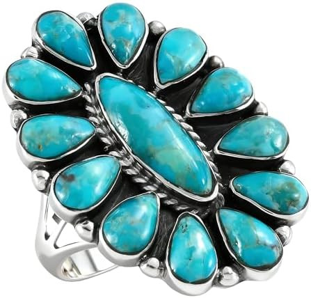 Turquoise Network Southwest Style Ring Sterling Silver Genuine Gemstones & Gemstones | Amazon (US)