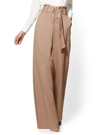 7th Avenue Pant - Paperbag-Waist Palazzo - Camel | New York & Company