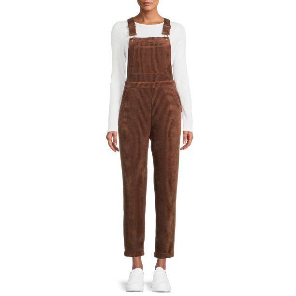 No Boundaries Junior's Cuffed Corduroy Overalls - Walmart.com | Walmart (US)