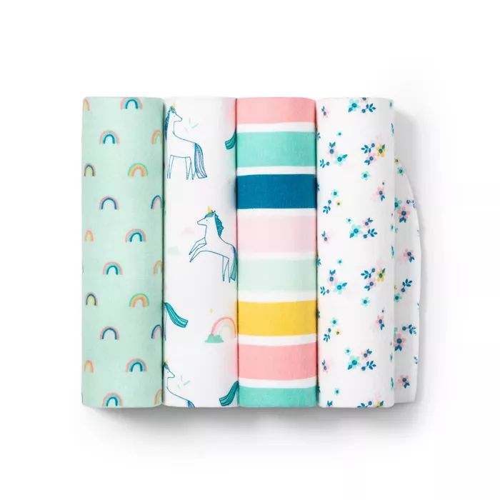 Flannel Baby Blankets Unicorn 4pk - Cloud Island™ - Innovative Blue | Target
