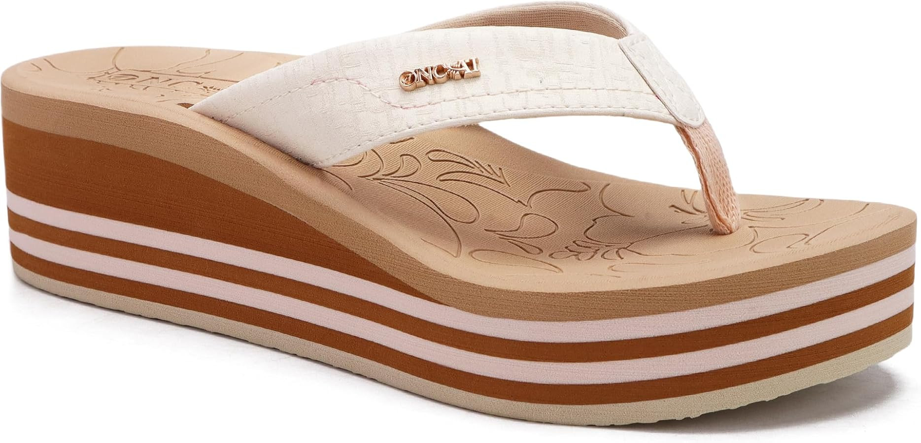 ONCAI Women’s Platform Wedge Flip Flops Trendy Dressy Womans Summer Flatform Sandals with Comfo... | Amazon (US)