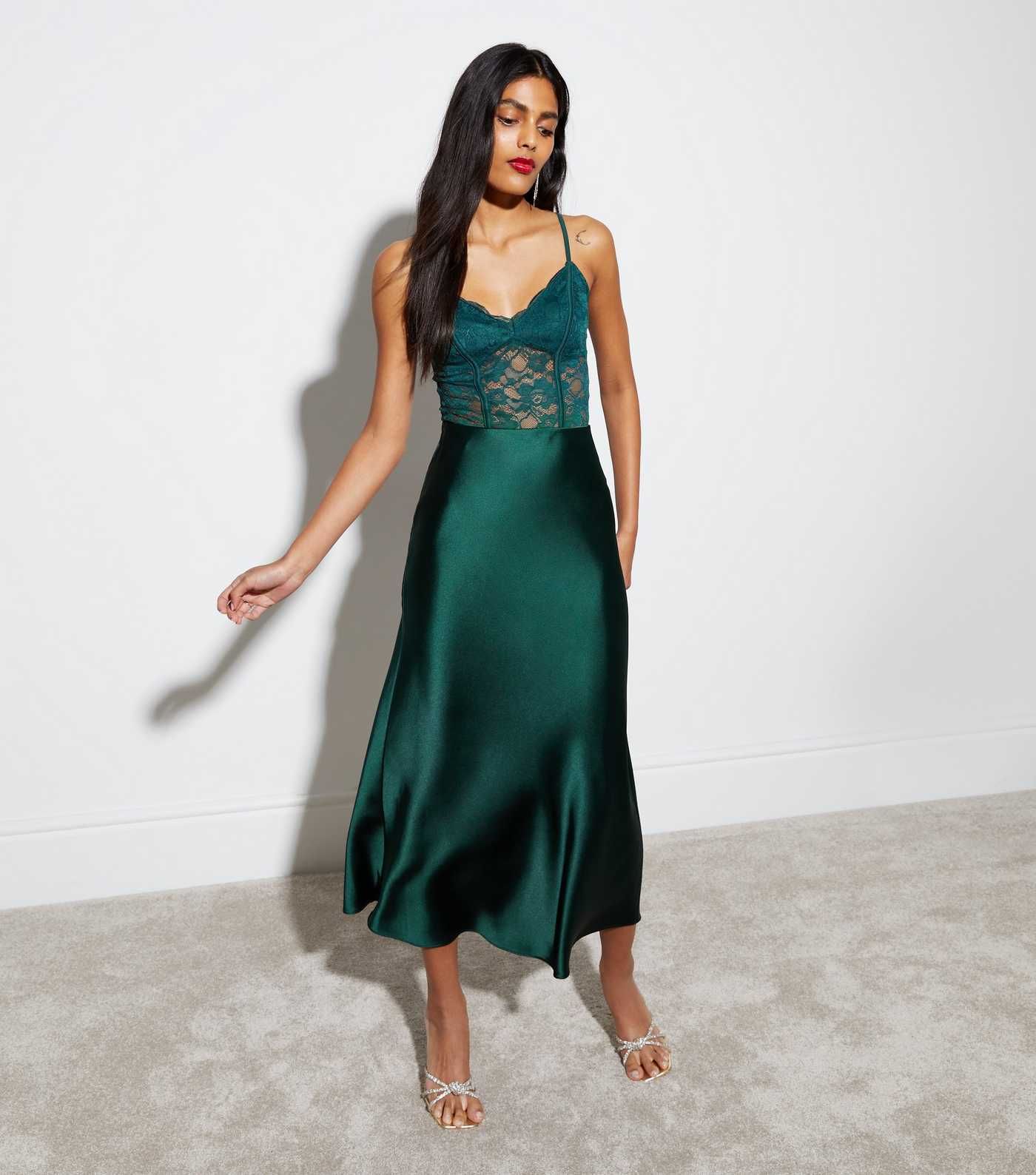 Green Satin Bias Cut Midaxi Skirt
						
						Add to Saved Items
						Remove from Saved Items | New Look (UK)
