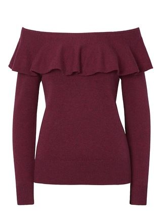Feather Touch Ruffle Off-the-Shoulder Sweater | Banana Republic US
