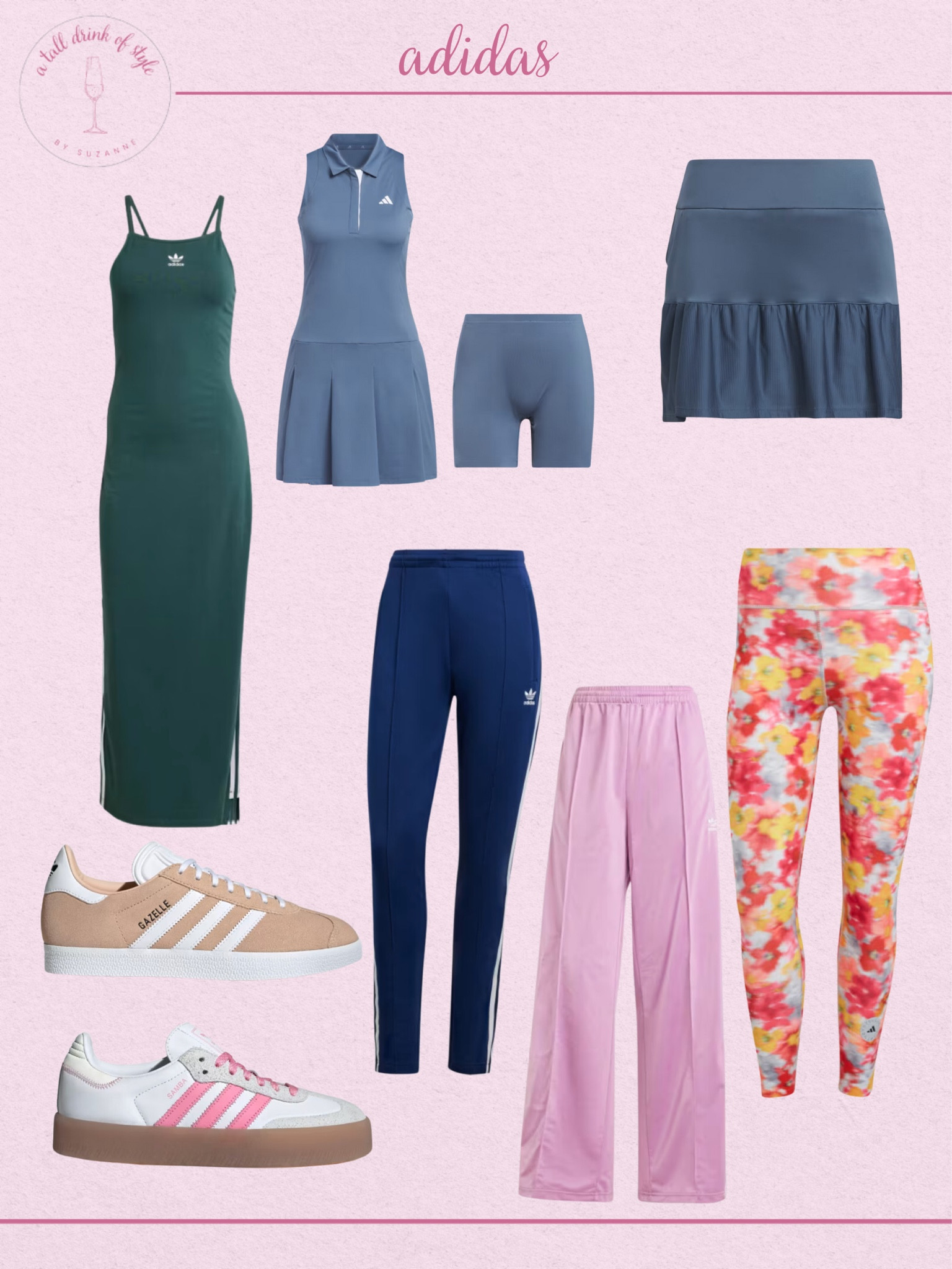 Adidas athletic wear and athleisure wear. 
Adidas for going to the gym, golf, tennis, pickleball. Comfortable leggings and wide leg pants and athletic dresses.

#LTKFitness #LTKActive #LTKOver40