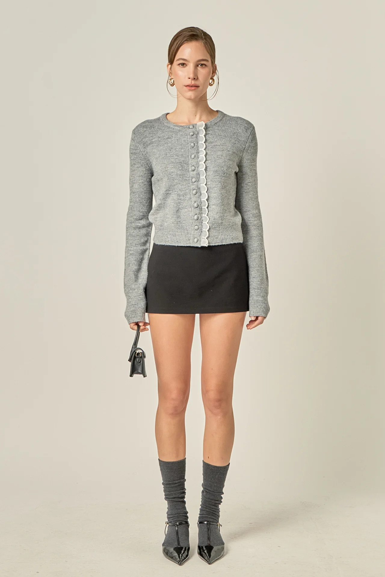 Scallop Pearl Detail Knit Cardigan | English Factory