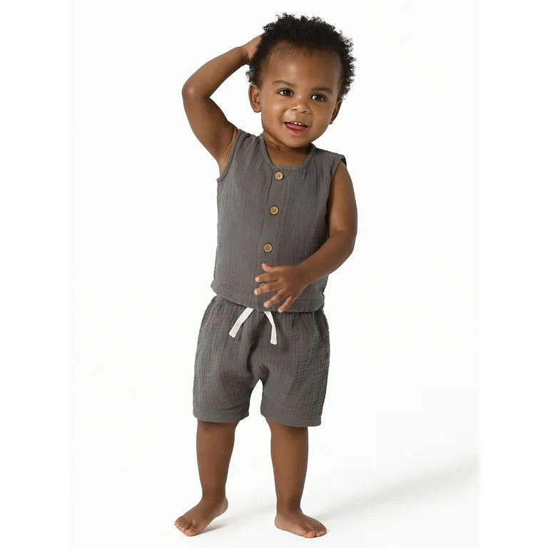 Modern Moments by Gerber Baby Boy Top and Short Outfit Set, 2 Piece, Sizes 0/3 Months-24 Months | Walmart (US)