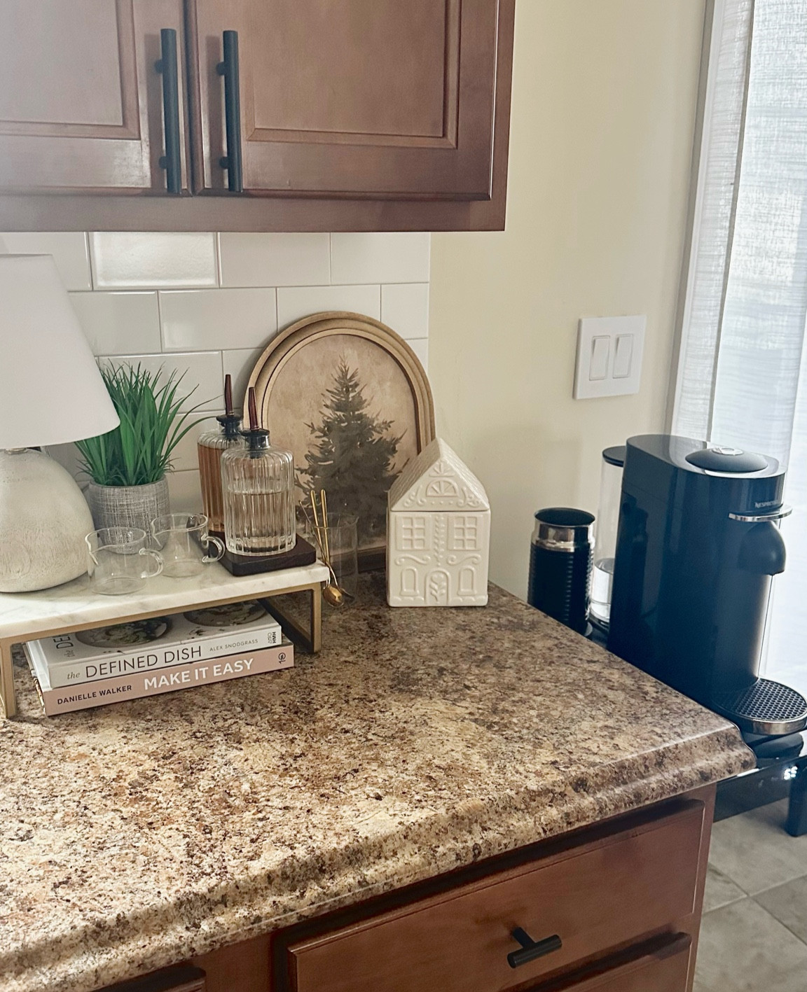 Holiday vibes brewing in my kitchen! ☕ I updated my coffee station with this stunning christmas tree print from Target x Studio McGee and adorable gingerbread house to store my Nespresso pods—it’s the perfect festive touch for the season. Keeping it functional and cute! 

#LTKHoliday #LTKSeasonal #LTKHome