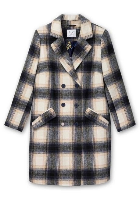 Karierter Kurzmantel mit Wolle - dunkelgrau kariert | sheego | sheego (DE)