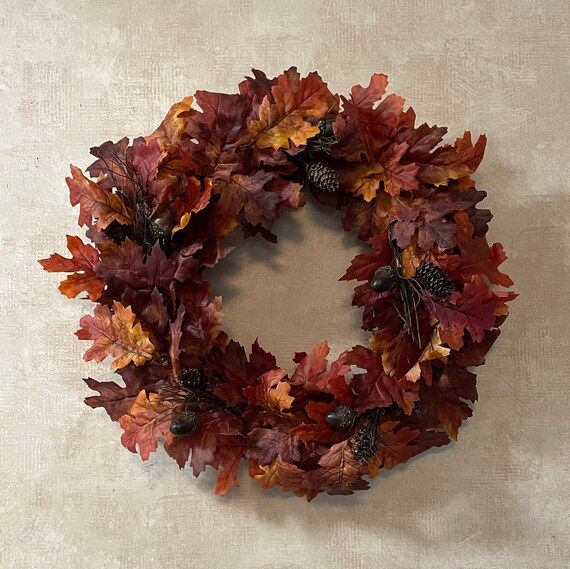Red Autumn Wreath  Fall Wreath for Front Door  Fall Leaves - Etsy | Etsy (US)