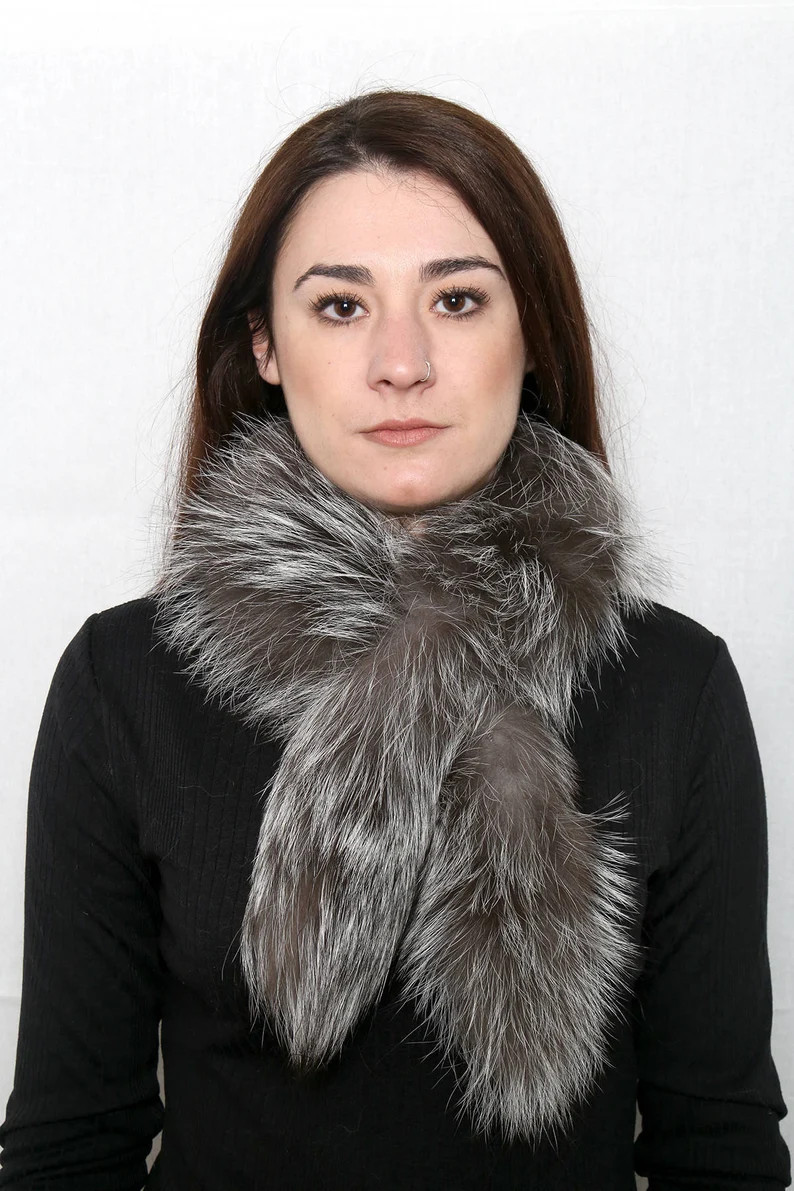 Beautiful Real Fur Scarf, Silver Fox Scarf, Fur Collar , Winter Shawl ,lovely Gift for Her - Etsy | Etsy (US)