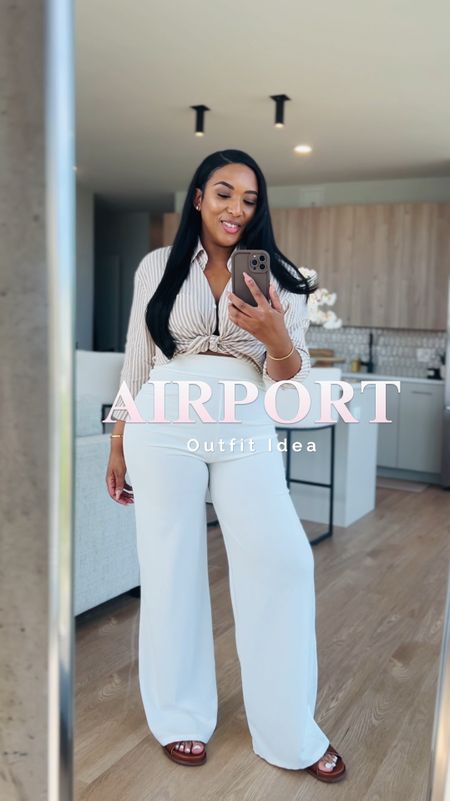 Here’s an easy & comfortable airport outfit idea so you can travel in style and not sacrifice comfort. 
Top: Size M
Sandals: Size 8

#LTKover40 #LTKstyletip #LTKtravel