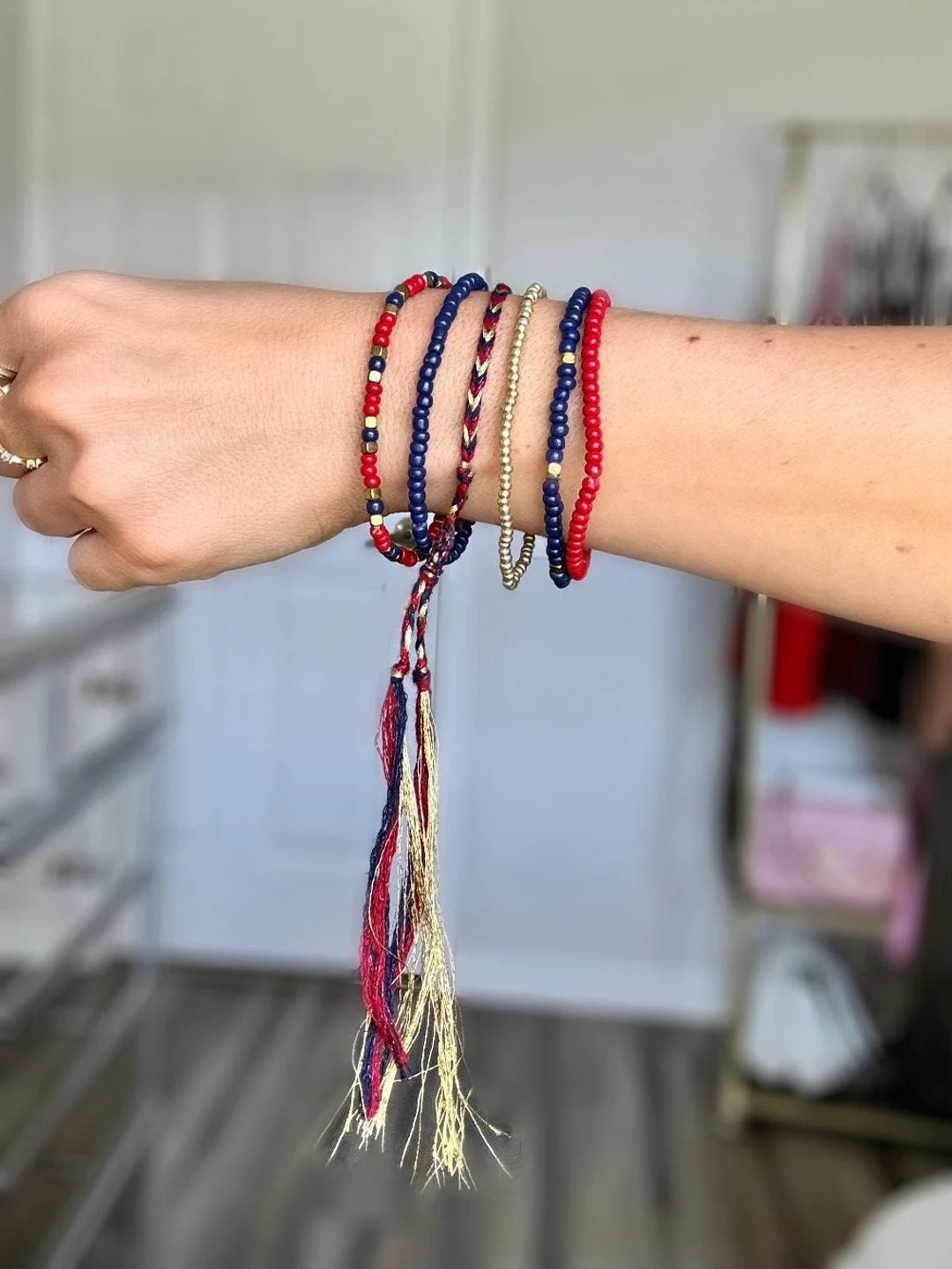 Freedom, Bracelet Set, Patriotic, Handmade, Bracelets, Set of 5, Red, Navy and Gold. - Etsy | Etsy (US)