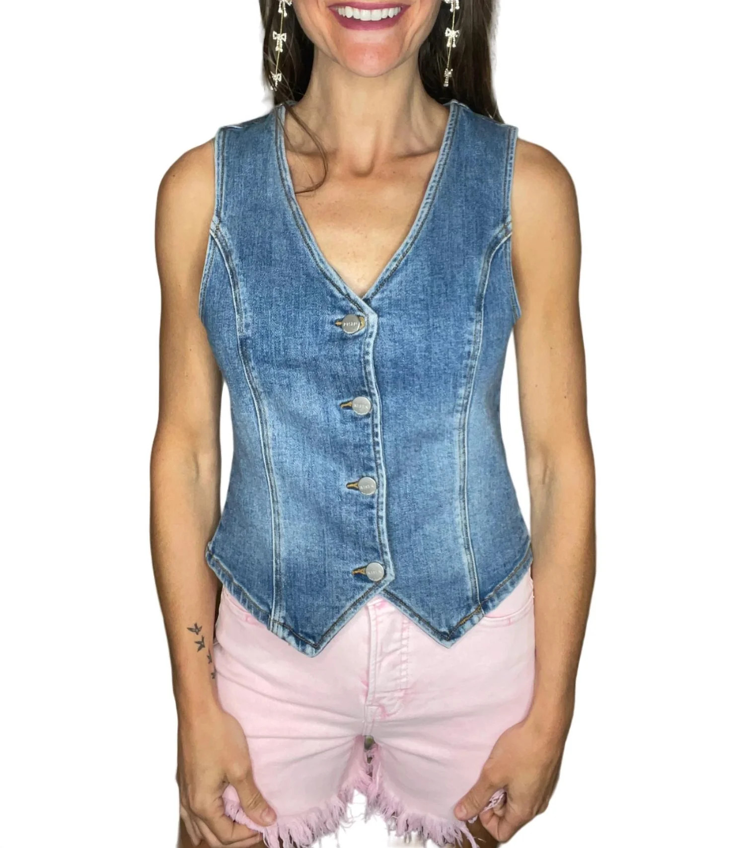 Denim Vest In Medium Wash | Shop Simon