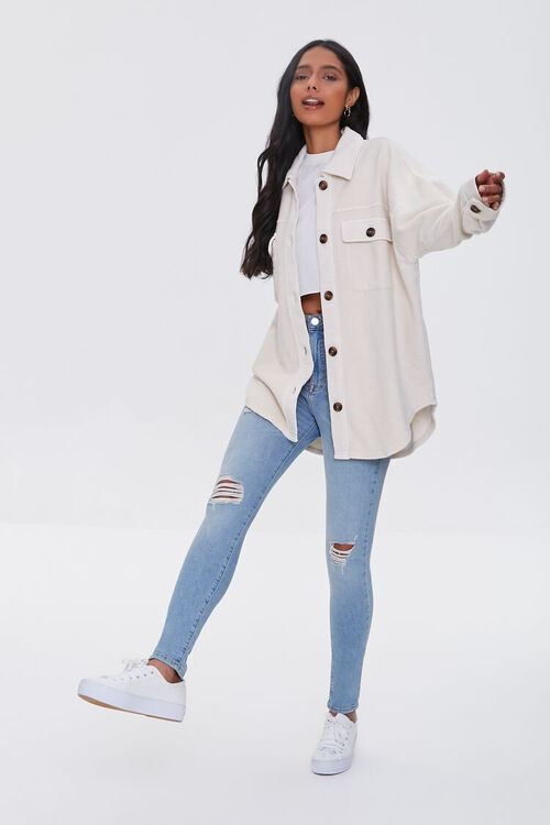 Reverse Cotton Fleece Shacket | Forever 21 (US)