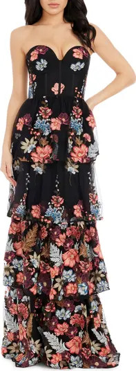 Dress the Population <br>Layana Floral Embroidery Strapless Gown | Nordstrom | Nordstrom