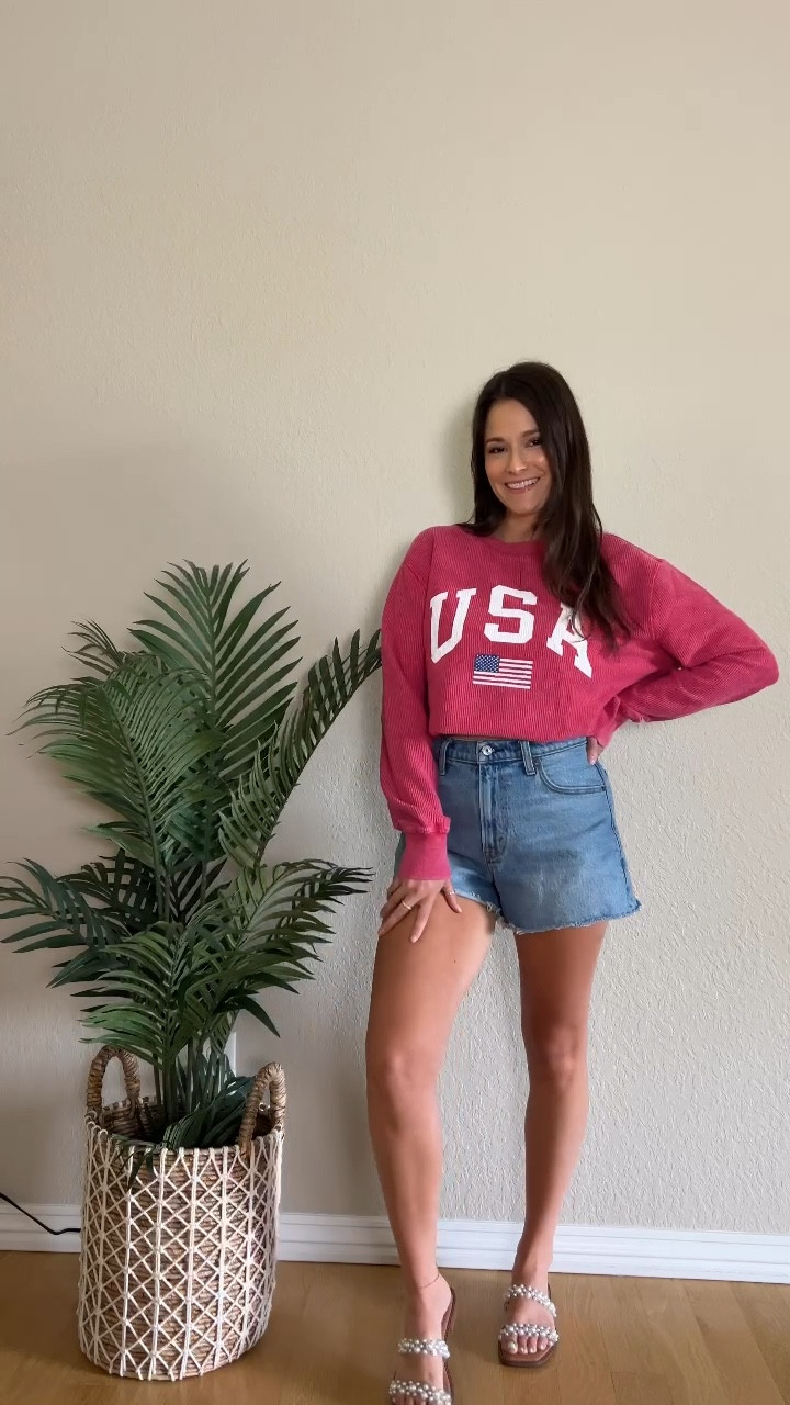 love a patriotic pullover 🇺🇸 this one is SO SOFT 🥰 I folded it up to give it a cropped look and I’m obsessed 😍

❤️🤍💙

#fourthofjuly #fourthofjulyoutfit #comfyoutfit #usa 

Fourth of July outfit, comfy outfits, patriotic outfit, USA pullover, pullover outfits, summer nights outfit, cozy outfits, 

#LTKSeasonal #LTKSummerSales #LTKFindsUnder50