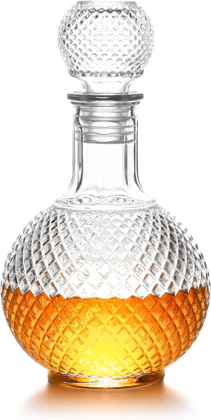 Gifts for Men Dad,Glass Liquor Decanter with Airtight Globe Stopper, Whiskey Decanter for Alcohol... | Amazon (US)