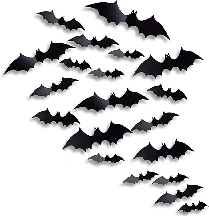 Antner 36pcs Halloween Bats Decorations with Eyes, Realistic Scary Black PVC 3D Bats Wall Sticker... | Amazon (US)